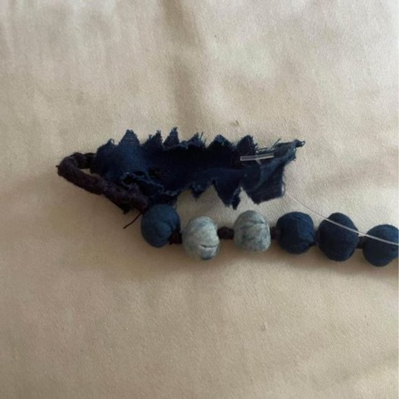 Beautiful Indigo Dyed Cloth Beaded Indian Necklace, Adjustable Length - Picture 5 of 5